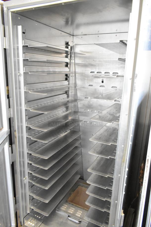 BevLes PHC70-MP17INS heated holding cabinet, metal, on casters, interior rack slots, 120V, 1 phase, commercial proofer.