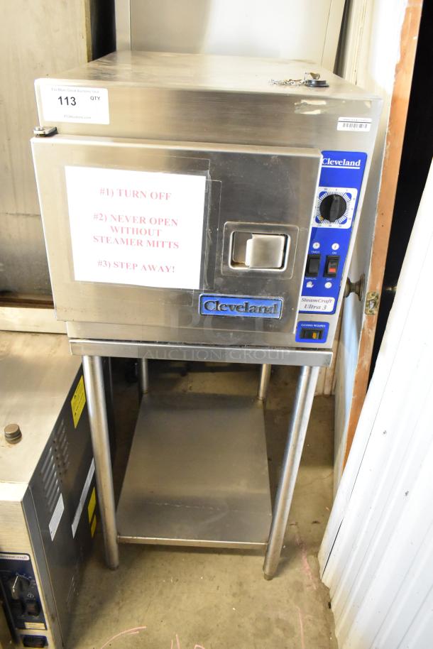 Cleveland 21CET8 SteamCraft Ultra 3 electric steam cabinet, stainless steel, single deck, on stand, 208V, 3-phase.