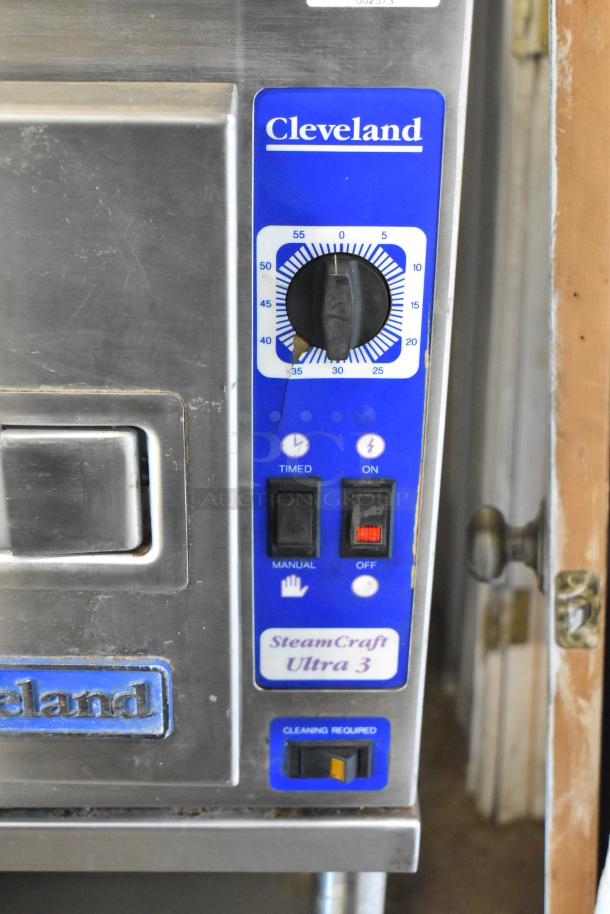 Cleveland 21CET8 SteamCraft Ultra 3 stainless steel electric steam cabinet, 208V, 3-phase, single deck, with control panel.