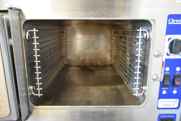 Cleveland 21CET8 SteamCraft Ultra 3 stainless steel commercial steam cabinet, electric, single deck, on stand, 208V, 3-phase.
