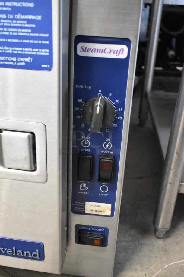 Cleveland 21CGA5 SteamCraft stainless steel steam cabinet, natural gas, 70,000 BTU, controls visible, single deck.