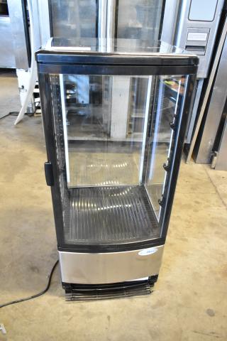 BRAND NEW KoolMore CDCU-3C-SS countertop refrigerator display case, 115 volts, features glass panels, metal exterior, minor scratches.