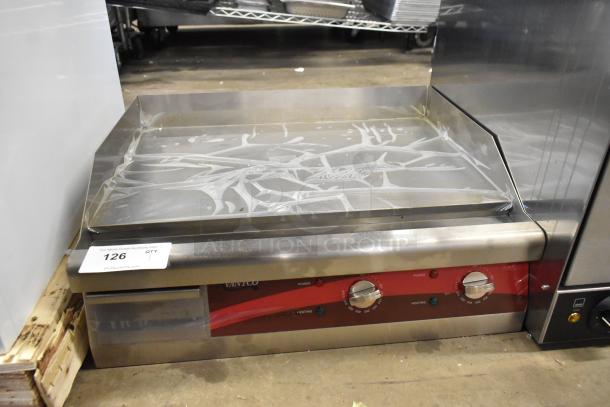 Brand new Avantco 177EG24N 24" stainless steel electric countertop griddle, 208/240 volts, with minor scratches.