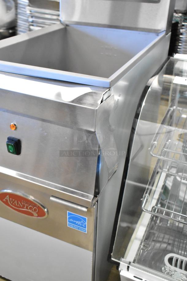 Avantco 177EF40C stainless steel commercial electric fryer, scratch and dent, includes 2 metal fry baskets, 208V, 3 phase.