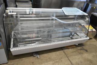 Avantco 360BCC60HCW 60" white bakery display case with LED, new with glass damage, 115V, refrigerated countertop.