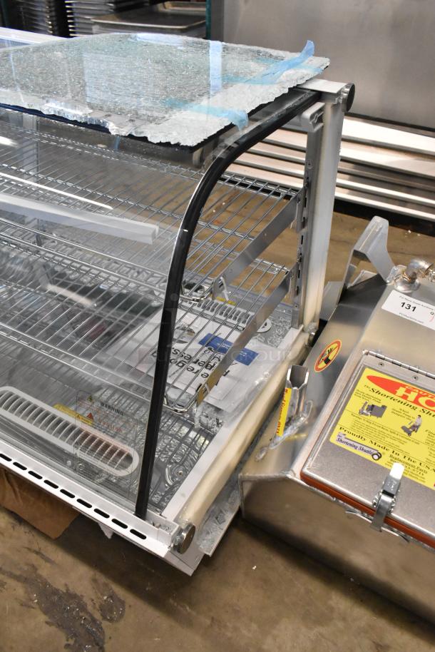 Brand new Avantco 360BCC60HCW 60" white refrigerated bakery display case with LED, visible glass damage. 115V, 1 phase.