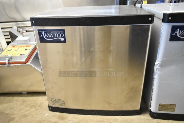 Brand new 2024 Avantco 194MCF422A stainless steel ice machine, 399 lb capacity, 115V, 1 phase, with minor dents.