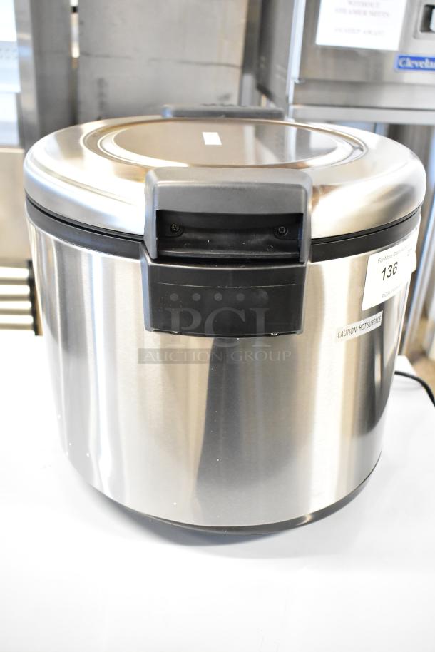 Brand new Galaxy 177RWGB90 90 cup electric rice warmer. Silver exterior, slight scratches, 120V 1 phase.