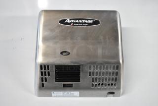 American Dryer Advantage AD90-SS hand dryer, stainless steel, automatic, 100/240 volts, new scratch and dent condition.