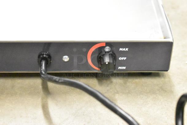 BRAND NEW ServIt 423HSW2072, 72" stainless steel heated shelf warmer with temperature dial showing max, off, min settings. 120V, 1 phase.