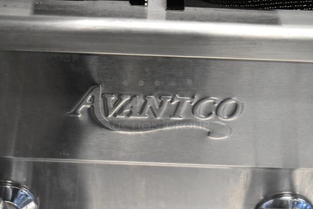 Avantco 177F202 electric fryer, 30 lb. dual tank, medium-duty with logo, scratch and dent condition. 208-240V, 1 phase.
