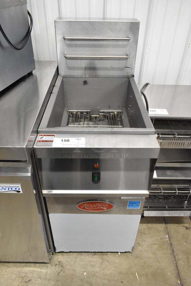 Brand new Avantco 177EF40D stainless steel commercial electric fryer, 2024 model, with 2 metal fry baskets, 240V, scratch and dent.