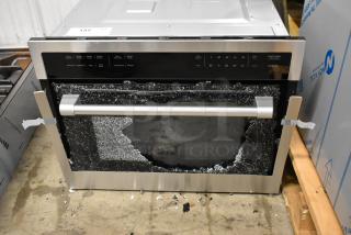 KoolMore KM-CWO24-SS 24" convection oven with microwave, stainless steel, glass damage visible. 120V, 1 phase.