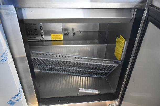 BRAND NEW Avantco 447APST72 72" 3-Door Stainless Steel Refrigerated Prep Table, scratch and dent, 115V, with cooling racks.