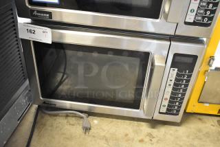2016 Amana RCS10TS stainless steel commercial countertop microwave oven, 120 volts, 1 phase, keypad controls, good condition.