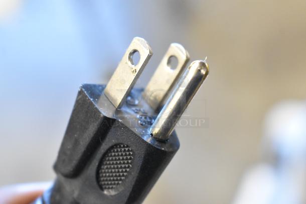 Power plug for a 2021 Bizerba GSP HD meat slicer, 120 volts, 1 phase, stainless steel, commercial countertop model.
