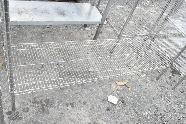 Chrome finish 3-tier wire shelving unit, sturdy condition. Buyer must dismantle; consider freight charges.