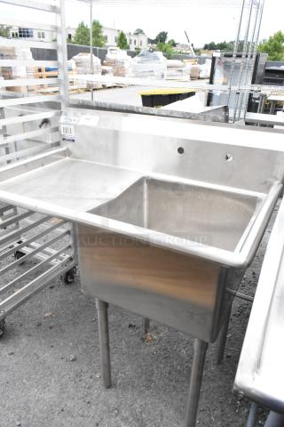 Yukon Stainless Steel Commercial Single Bay Sink w/ Left Side Drain Board. - Item #1205485