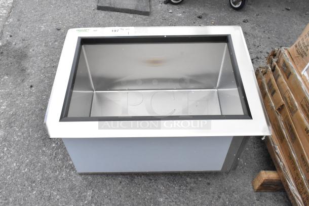 Regency 600DIIB1824 stainless steel drop-in ice bin, new condition, NSF label visible, ideal for commercial use.