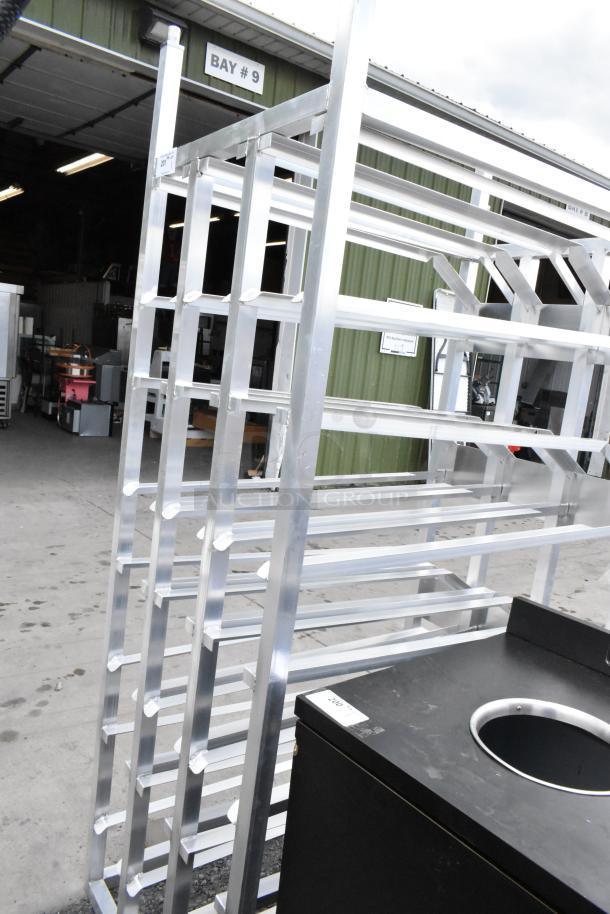 YCR-156 FIO metal commercial #10 can rack, industrial-grade, multiple shelves, used condition, suitable for kitchen storage.