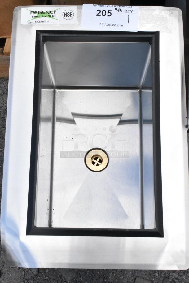 Regency 600DIIB1812 stainless steel drop-in ice bin with cold plate; scratch and dent, new condition, NSF certified.
