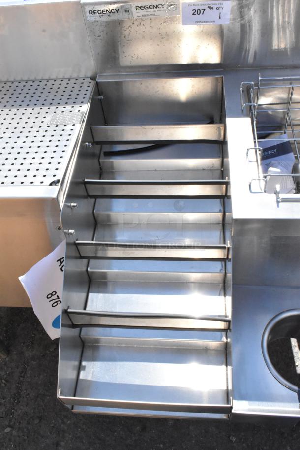 Brand new Regency 600CSL2960S stainless steel cocktail station with liquor display rack. Features tags, scratch and dent item.