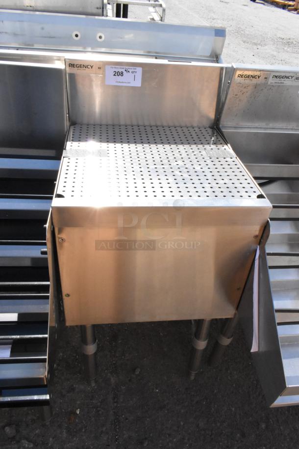 Regency Spec Line stainless steel drain board, brand new, with minor scratches and dents, features perforated top.