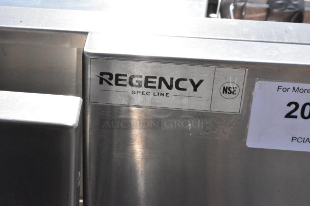 Regency Spec Line stainless steel drain board, brand new scratch and dent, NSF certified visible on label.