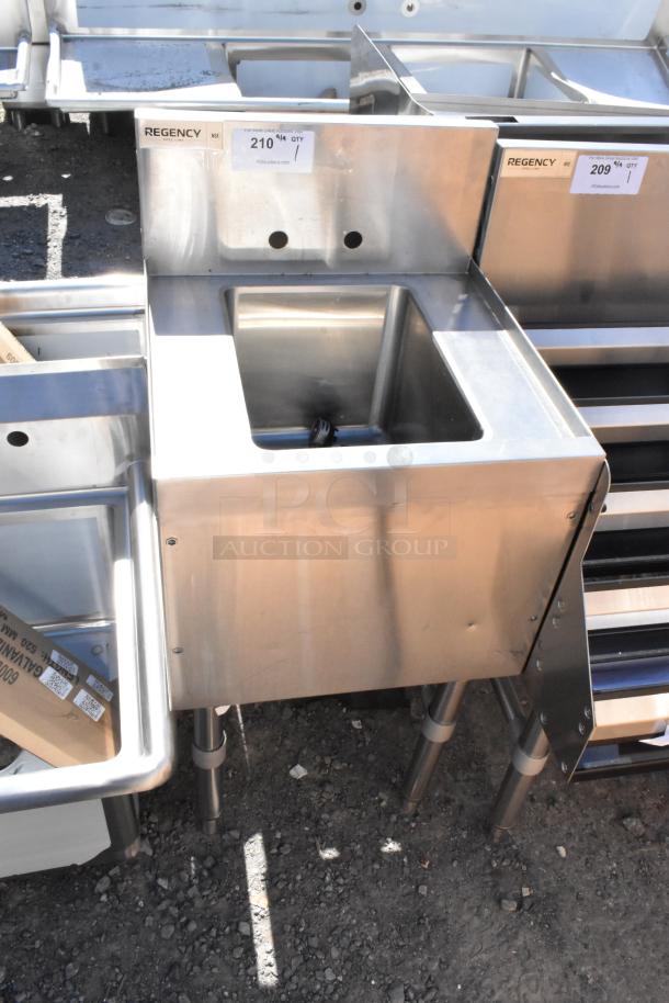 BRAND NEW SCRATCH AND DENT! Regency Spec Line stainless steel single bay sink, visible dents, commercial use, tags present.