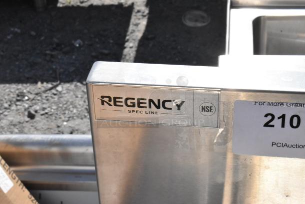 Regency Spec Line stainless steel single bay sink, brand new, with visible NSF certification label.
