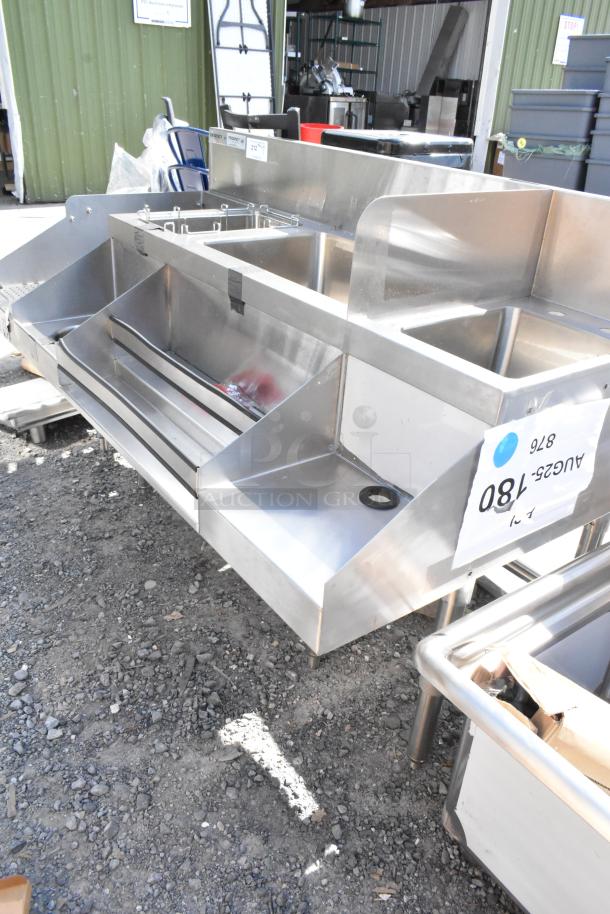 Regency 600CSD2960S 60" stainless steel cocktail station with drainboard, brand new, minor scratches and dents visible.