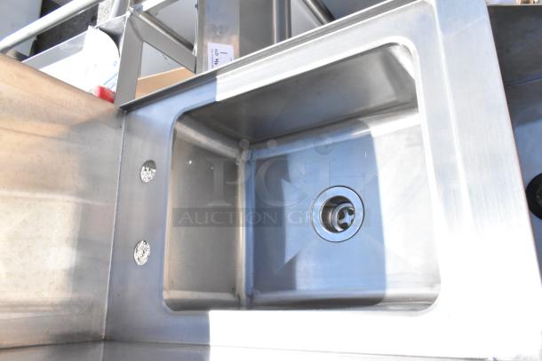 Brand new Regency 600CSD2960S 60" stainless steel cocktail station with drainboard, minor scratches, robust design.