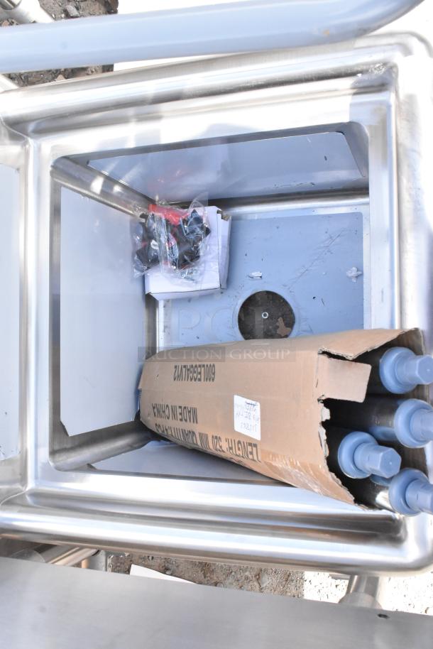 Brand new Steelton 522CS11515 stainless steel single bay sink, scratch and dent, includes fittings and parts, Made in China.