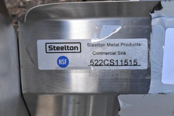 Steelton 522CS11515 stainless steel single bay sink, brand-new condition, scratch and dent, commercial use, NSF certified.