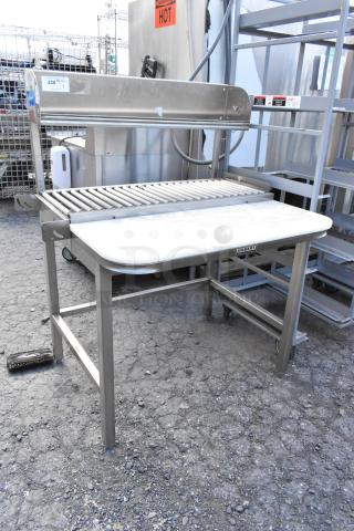 Hobart HRT5 Stainless Steel Commercial Roller Conveyor Wrapping Station / Discharge Table. - Item #1205529
