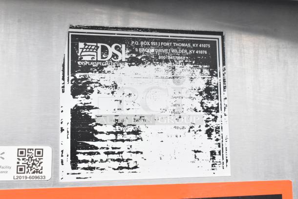 Douglas SD-20-E-480/3 pot and pan washer label, rust spots, indicates 480 volts, 3 phase, stainless steel construction.