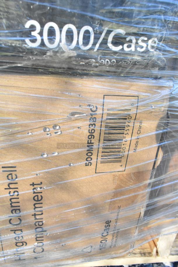 Wrapped boxes labeled "3000/Case" and "150/Case". Barcode visible. Items include cold cups, towel, baking cups. Brand new.
