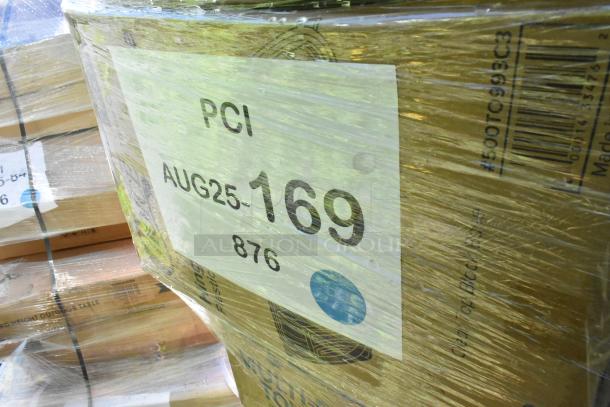 Pallet of 27 mixed scratch and dent items including cups, tumblers, towels, containers, labeled "PCI AUG25-169 876."