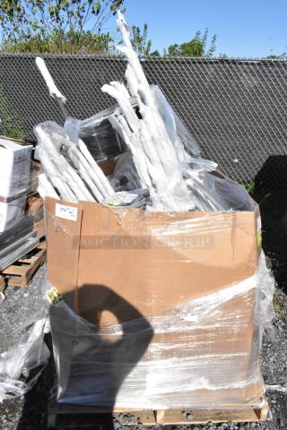 20 new Lancaster Table & Seating outdoor barstools, matte gray, powder-coated aluminum, scratch and dent, in shipping box.