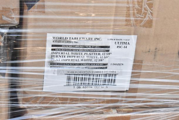 World Tableware Imperial White Platter label, 12 5/8", 1 dozen, Ultima #SC-14, made in China.