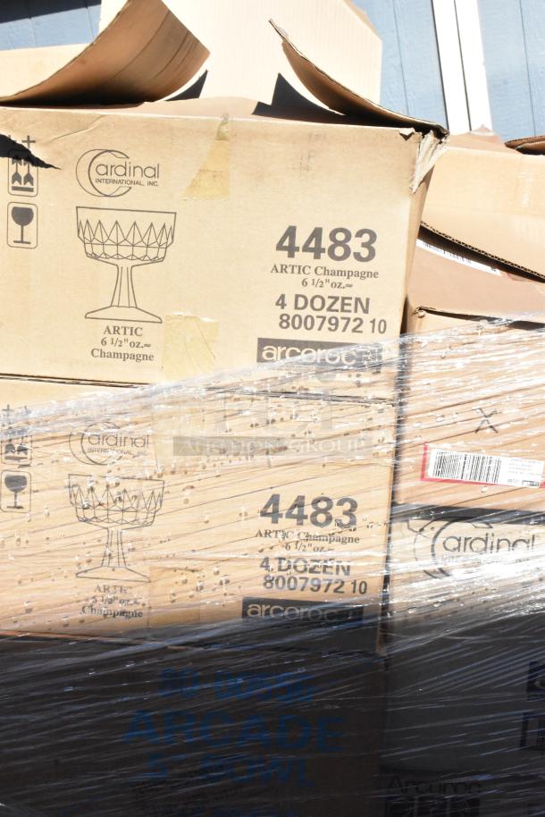 Cardinal 6.5 oz. Artic Champagne Glassware, 4 dozen per box, brand new scratch and dent.