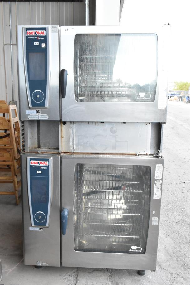 Two Rational iCombiPro SelfCookingCenter electric convection ovens, stainless steel, 208/240V, 1/3 phase, used condition.