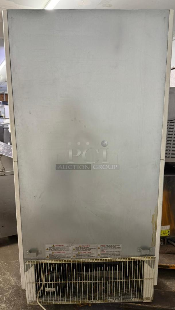 Turbo Air TOM-40W-N 39" refrigerated air curtain merchandiser, white. Visible wear on casing.