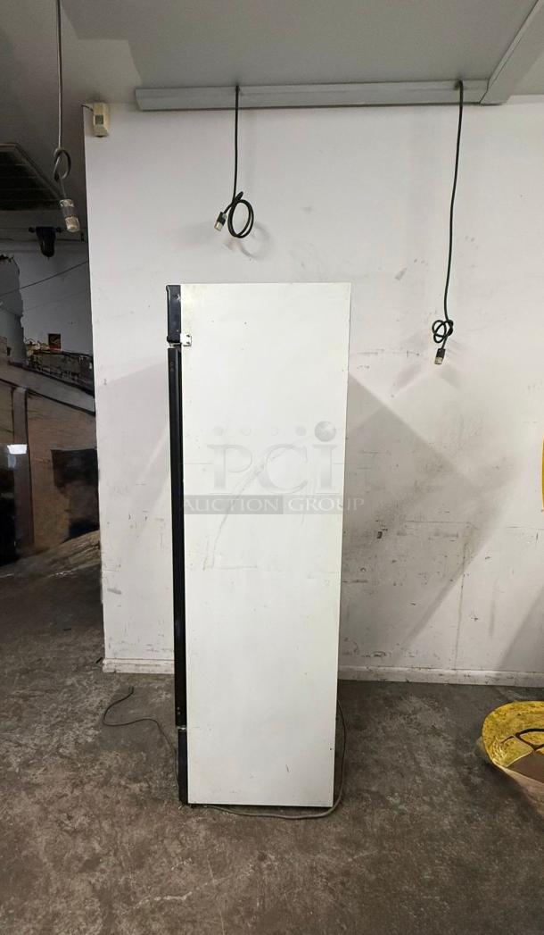 Master-Bilt Coca-Cola commercial cooler merchandiser with one glass door, model merchandiser, in used condition.