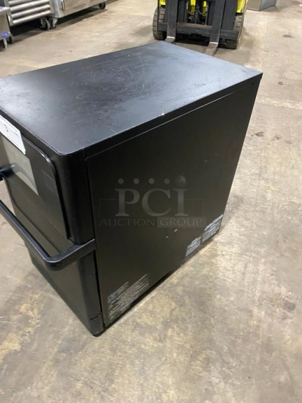 MerryChef black electric countertop high-speed rapid cook oven, late model, 208/240V 1 Phase, minor surface wear.