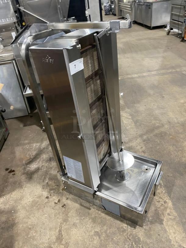 Atalay ADG5A stainless steel doner kebab machine, 5 burners, individual controls, excellent condition, model SN: 23020916045.