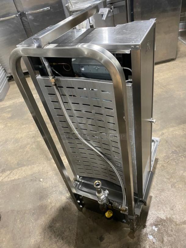 Atalay stainless steel natural gas gyro machine, model ADG5A, featuring 5 burners with individual controls, in good condition.
