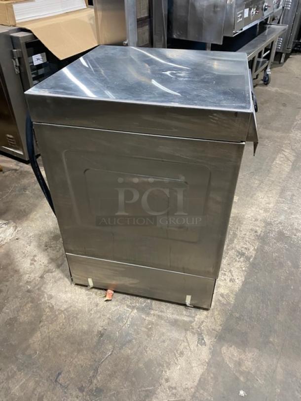 Hobart LX30H commercial stainless steel undercounter dishwasher with fresh water rinse, built-in booster heater, and peg rack.