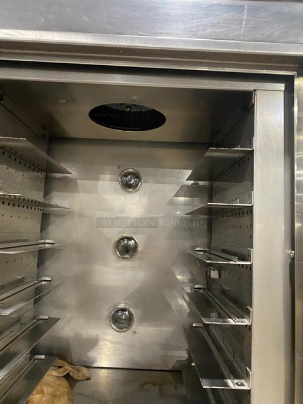Nu-Vu OP-2FM Subway Style Double Stacked Oven/Proofer, stainless steel, wired racks, pan slides, 120/208V 3 Phase.