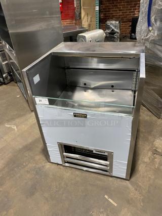 Cooltech stainless steel refrigerated open grab-n-go merchandiser display case, with front ventilation, in good condition.